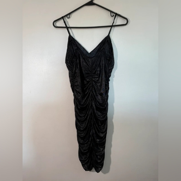 Black Ruched Spaghetti Strap Dress - Picture 3 of 6